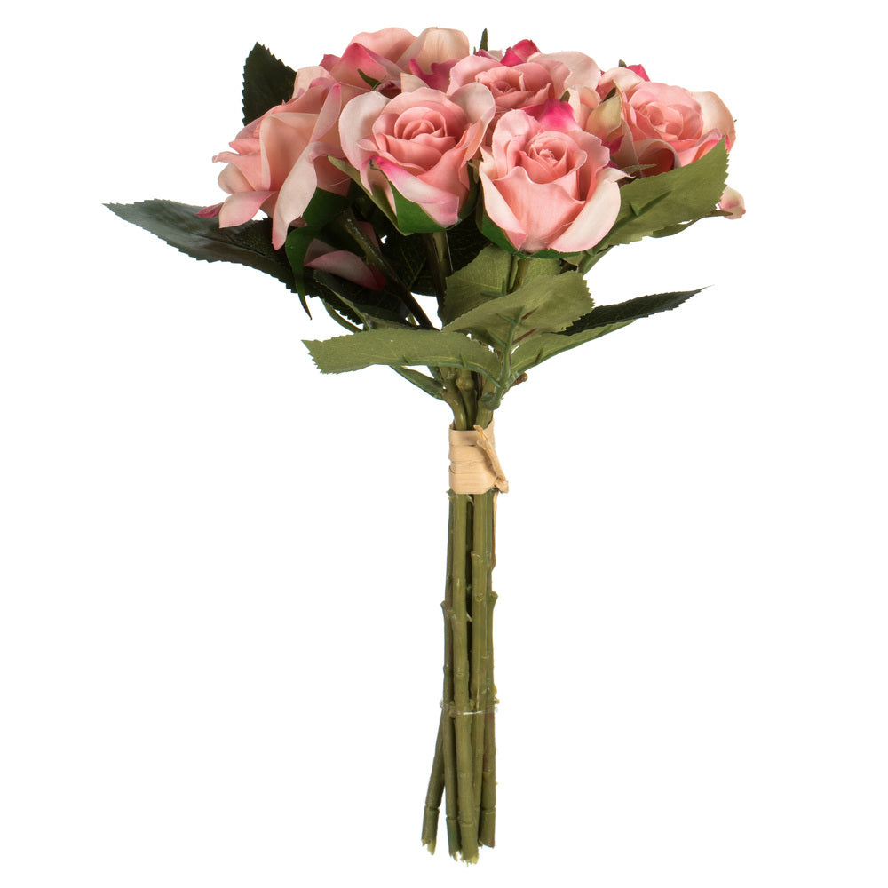 Vickerman 10" Artificial Pink Rose Bouquet Set of 3