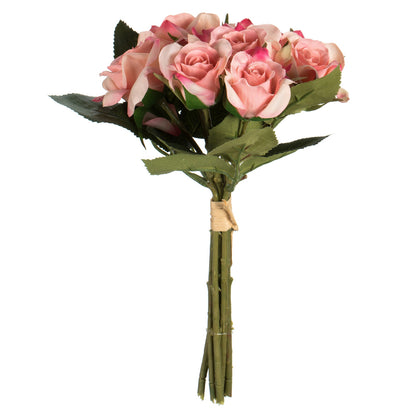 Vickerman 10" Artificial Pink Rose Bouquet Set of 3