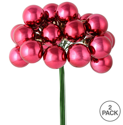 Vickerman 6" Berry Red Shiny Ball Ornament Christmas Pick