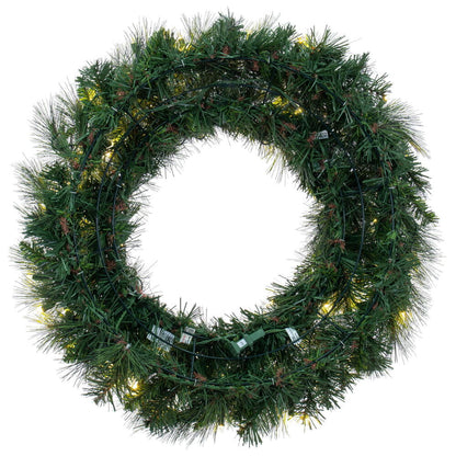 Vickerman 36" Brighton Pine Artificial Wreath with 100 Dura-Lit® Warm White LED Mini Lights and 250 PE/PVC Tips.