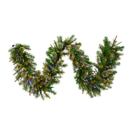 Vickerman 9' Cashmere Artificial Christmas Garland Multi-Colored Dura-lit LED Lights