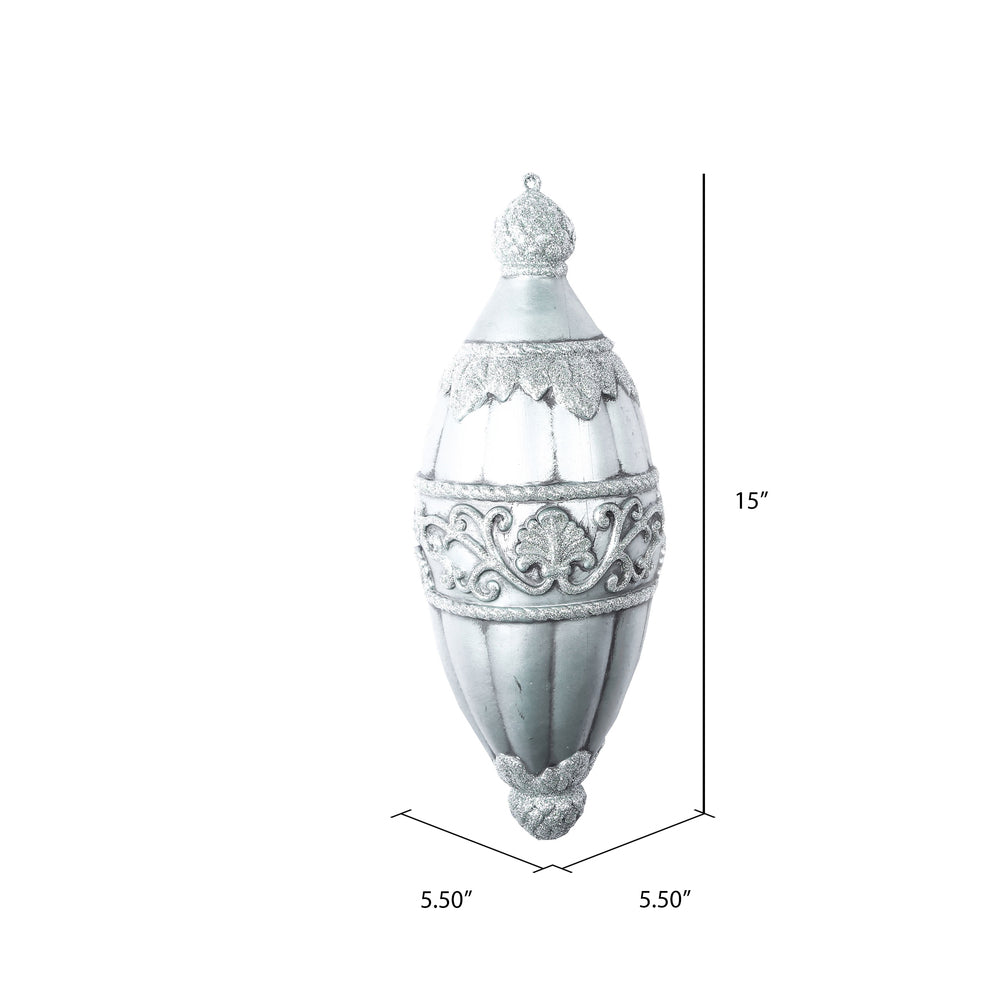 Vickerman 15" Limestone Antique Swirl Drop Christmas Ornament