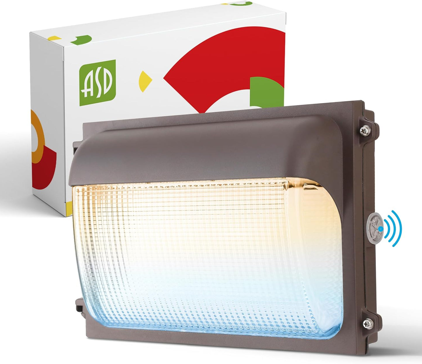 ASD Lighting LED Slim Wallpack Power Adjustable 50/60/80W 120-277V CCT Selectable 3000/4000/5000 with Photocell Dimmable Bronze UL DLC Premium