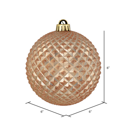 Vickerman 6" Café Latte Durian Glitter Ball Ornament 4 per Bag