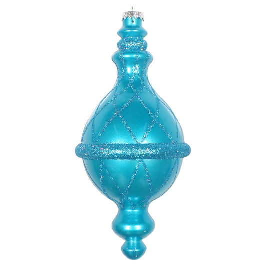 Vickerman 10" Turquoise Candy Glitter Net Drop Finial Christmas Ornament