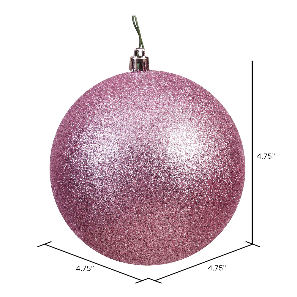 Vickerman 4.75" Mauve Glitter Ball Ornament 4 per Bag