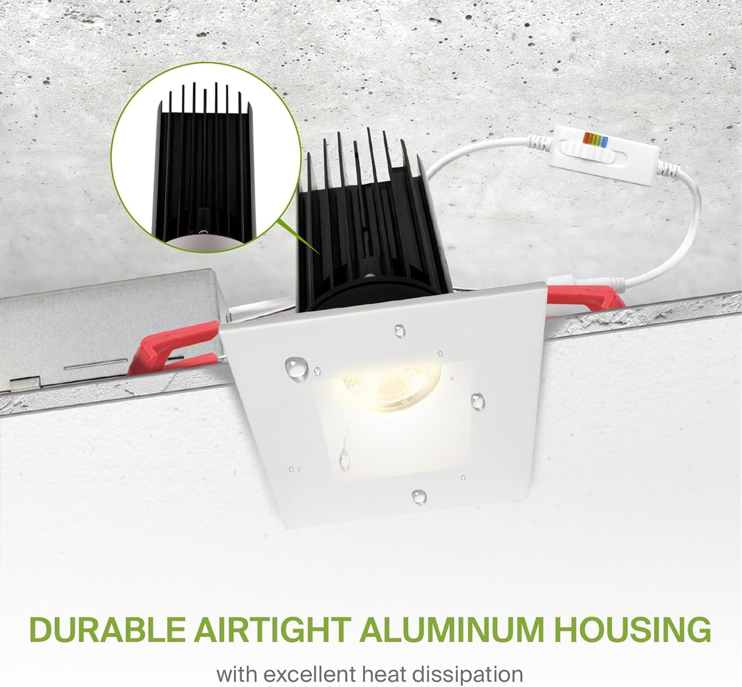 ASD Lighting LED Downlight Square 2inch 15W 120V Triac 2700/3000/3500/4000/5000K White ETL Energy Star