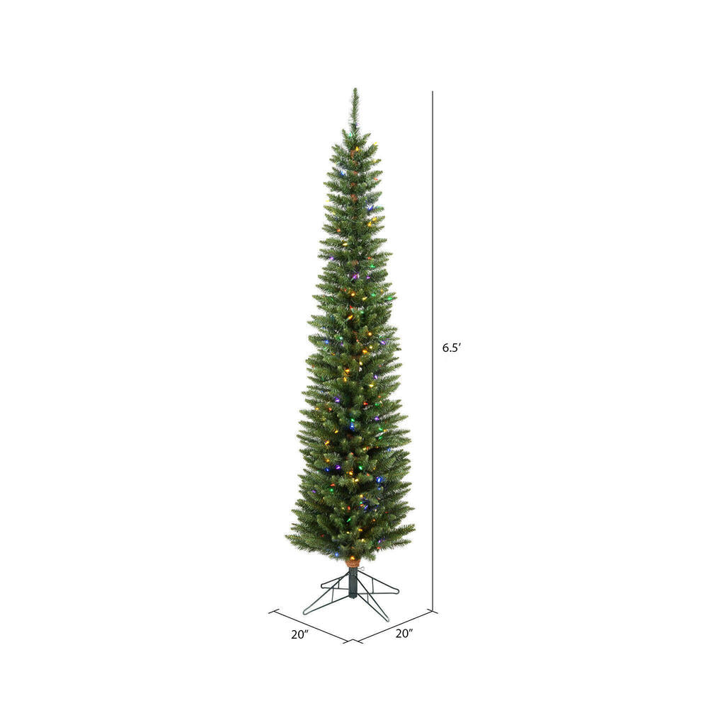 Vickerman 6.5' Durham Pole Pine Artificial Christmas Tree Multi-Colored LED Dura-lit Lights