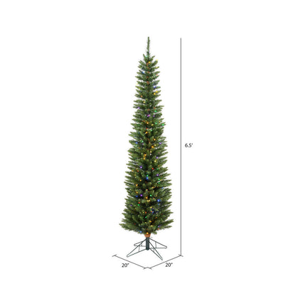 Vickerman 6.5' Durham Pole Pine Artificial Christmas Tree Multi-Colored LED Dura-lit Lights