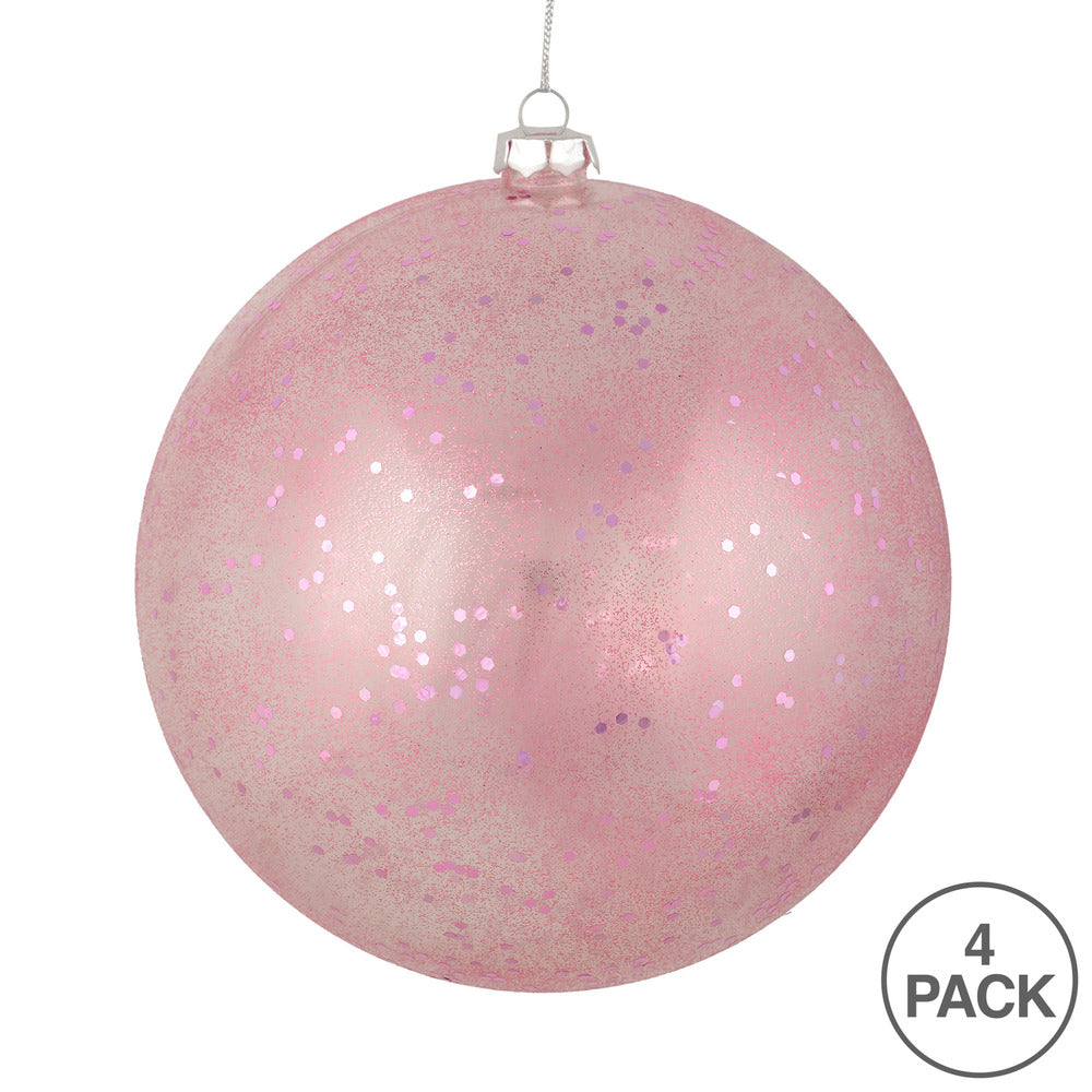 Vickerman 4.75" Mauve Glitter Clear Ball 4 per Bag