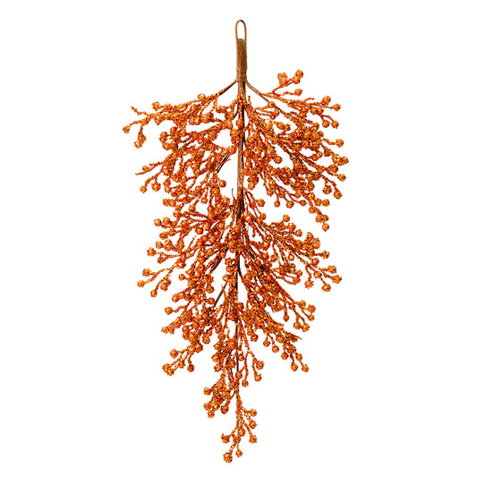 Vickerman 33" Copper Glitter Berry Artificial Christmas Door Swag Unlit