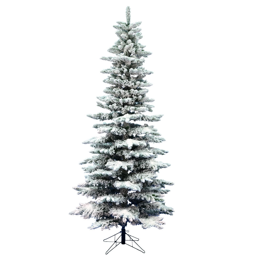 Vickerman 10' Flocked Utica Fir Slim Artificial Christmas Tree Unlit