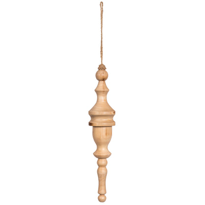 Vickerman 12" Light Natural Turned Wood Finial Ornament 2 per bag.