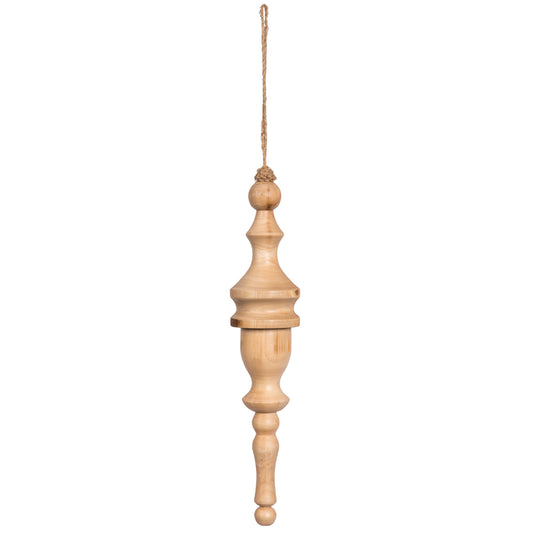 Vickerman 12" Light Natural Turned Wood Finial Ornament 2 per bag.