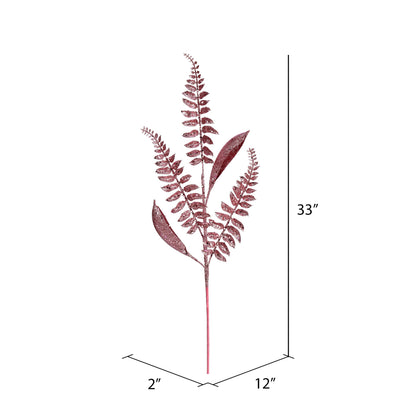 Vickerman 33" Pink Fern Leaf Glitter Artificial Christmas Spray. Includes 6 sprays per pack.