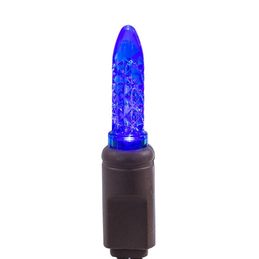 Vickerman 70 Blue M5 Faceted LED Light on Brown Wire, 4" Spacing x 24' Long Christmas Light Strand