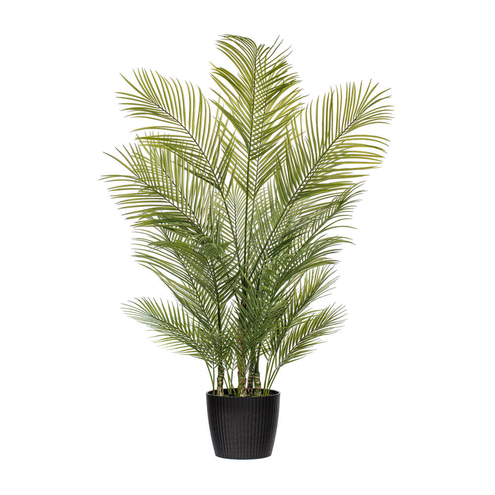 Vickerman 60" Green Areca Palm Plant. This is an artificial plant in a black plastic pot.