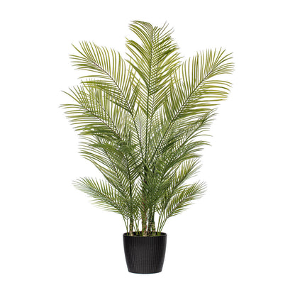 Vickerman 60" Green Areca Palm Plant. This is an artificial plant in a black plastic pot.