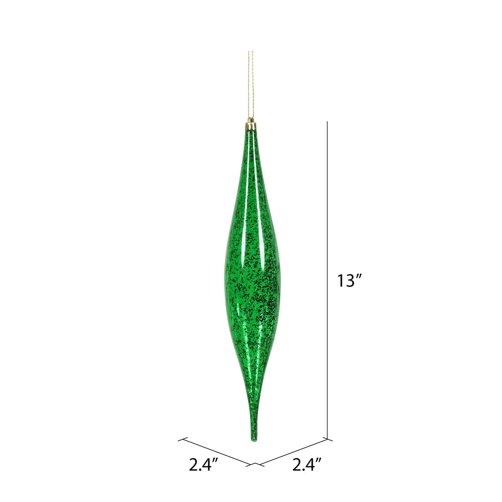 Vickerman 13" Green Mercury Rain Drop Christmas Ornament Pack of 2