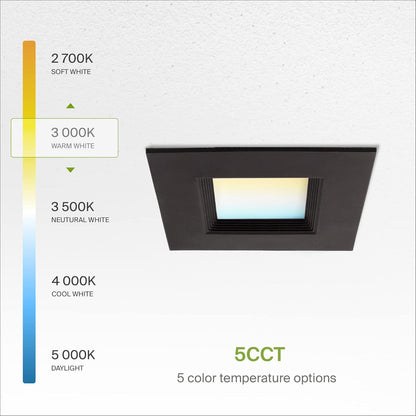 ASD Lighting LED Square Downlight Retrofit Kit 6" 12W 120V CCT Selectable 2700/3000/3500/4000/5000K Dimmable PC, Baffle Trim, Oil Rubbed Bronze UL 6pack