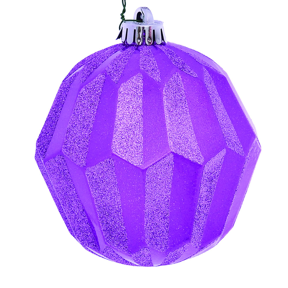 Vickerman 5" Orchid Glitter Faceted Ball Ornament 3 per Bag