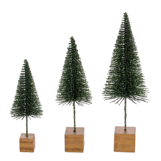 Vickerman 8"-10"-12" Moss Green Sisal Bottle Brush Tree Set Set of 3