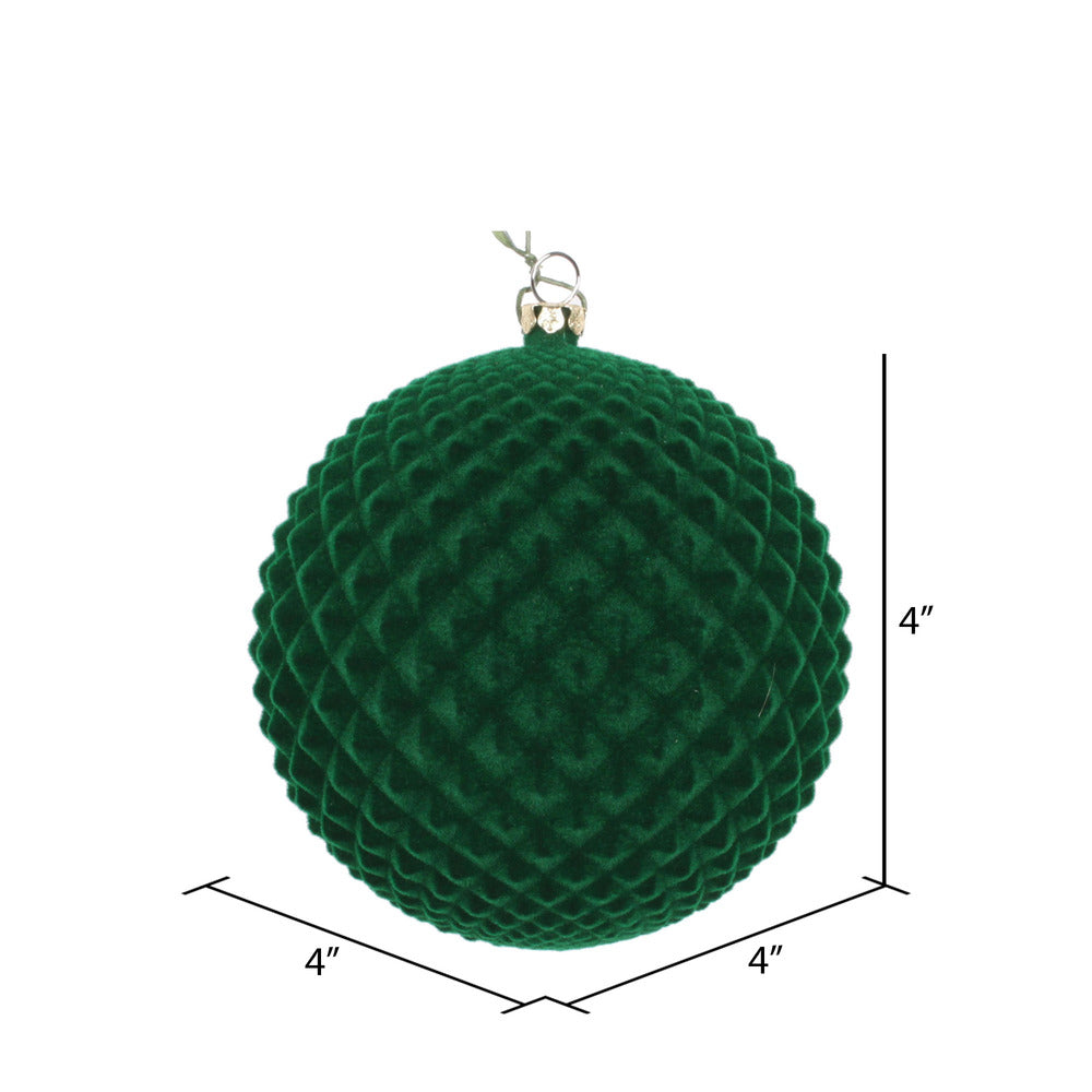 Vickerman 4" Moss Green Flocked Durian Ball Ornament 3 per Bag