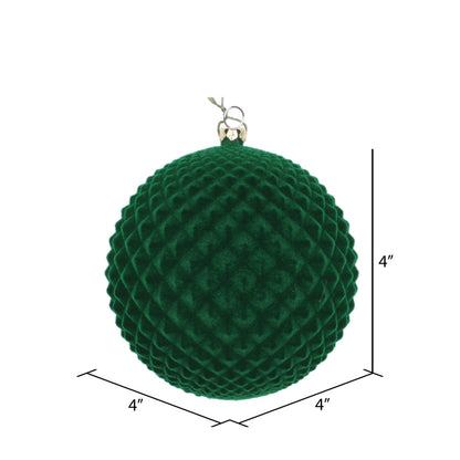 Vickerman 4" Moss Green Flocked Durian Ball Ornament 3 per Bag
