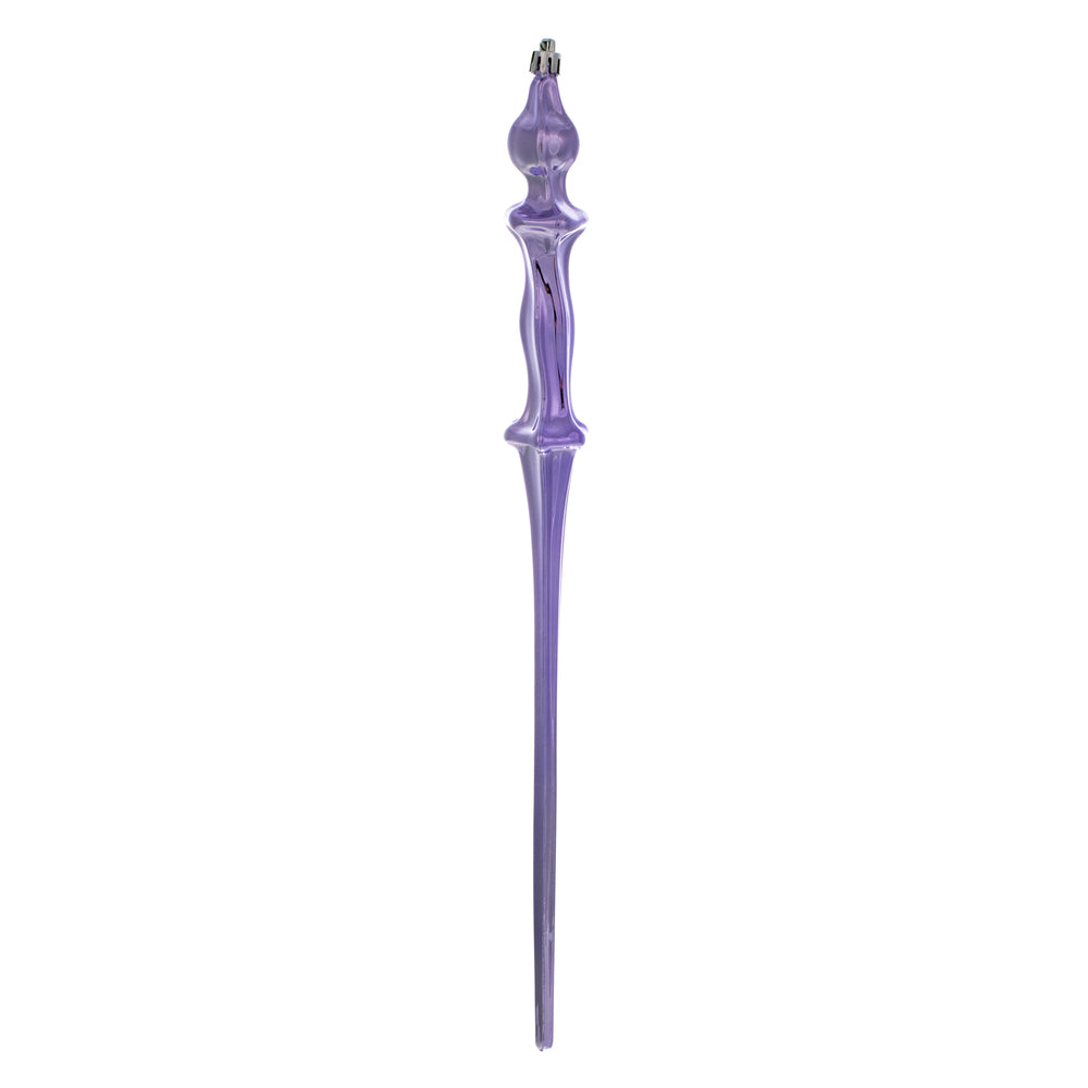 Vickerman 15.7" Lavender Shiny Icicle Ornament with drilled and wired caps. Comes 3 per Box.