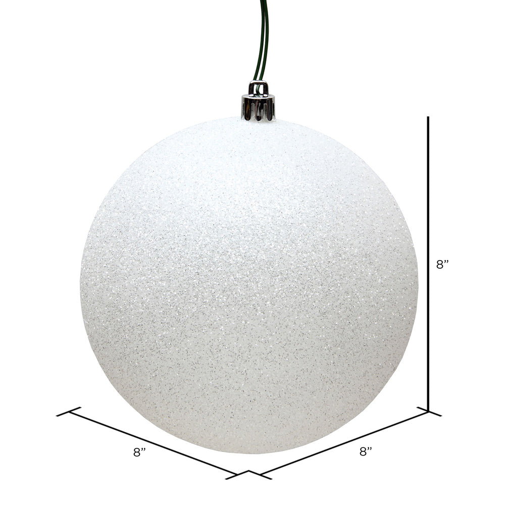 Vickerman 8" White Glitter Ball Ornament