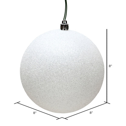 Vickerman 8" White Glitter Ball Ornament