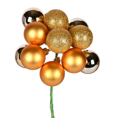 Vickerman 12" Gold Ball Ornament Christmas Pick 4 per set