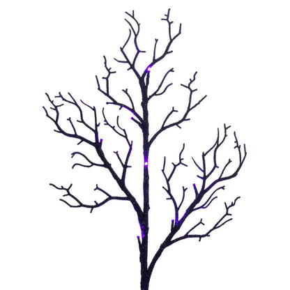 Vickerman 4' Black Twig Tree 48 Purple/Orange LED Lights.