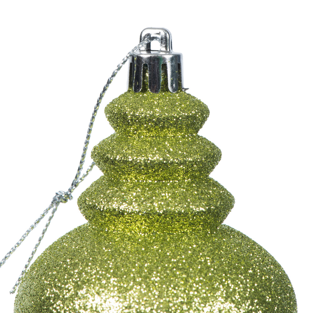 Vickerman 7" Lime 4-Finish Finial Ornament 8 per Box