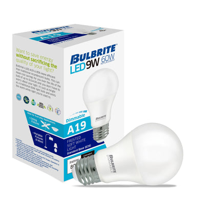 Bulbrite 774280 LED Filament 9 Watt A19 Light Bulb with a Frost Finish and a Medium Screw (E26) Base - 2700K (Warm White Light) 800 Lumens