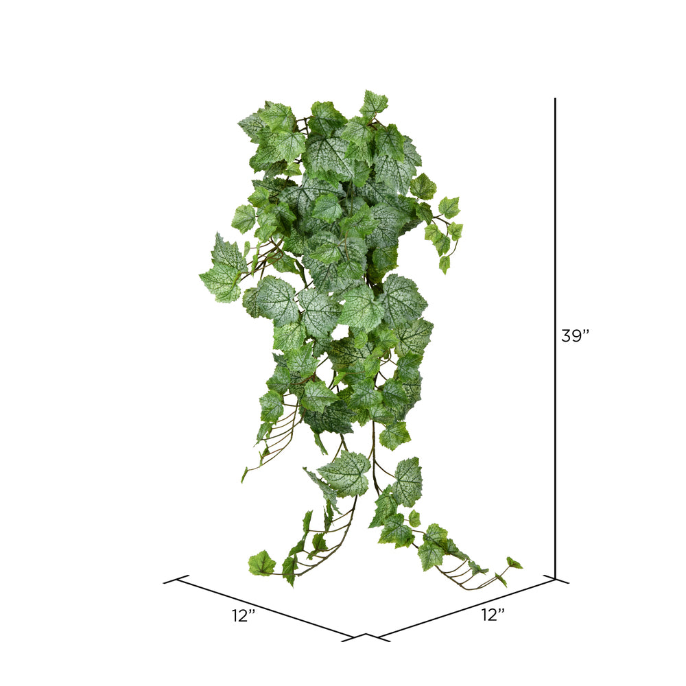 Vickerman 39" Artificial Green & White Grape Leaf Ivy Hanging Bush.
