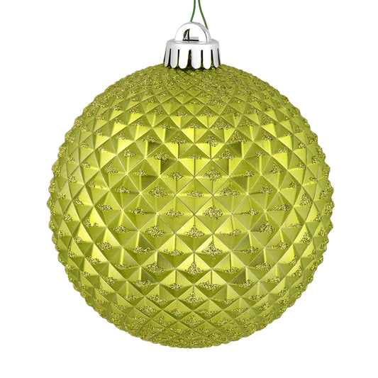 Vickerman 4" Lime Durian Glitter Ball Ornament 6 per Bag