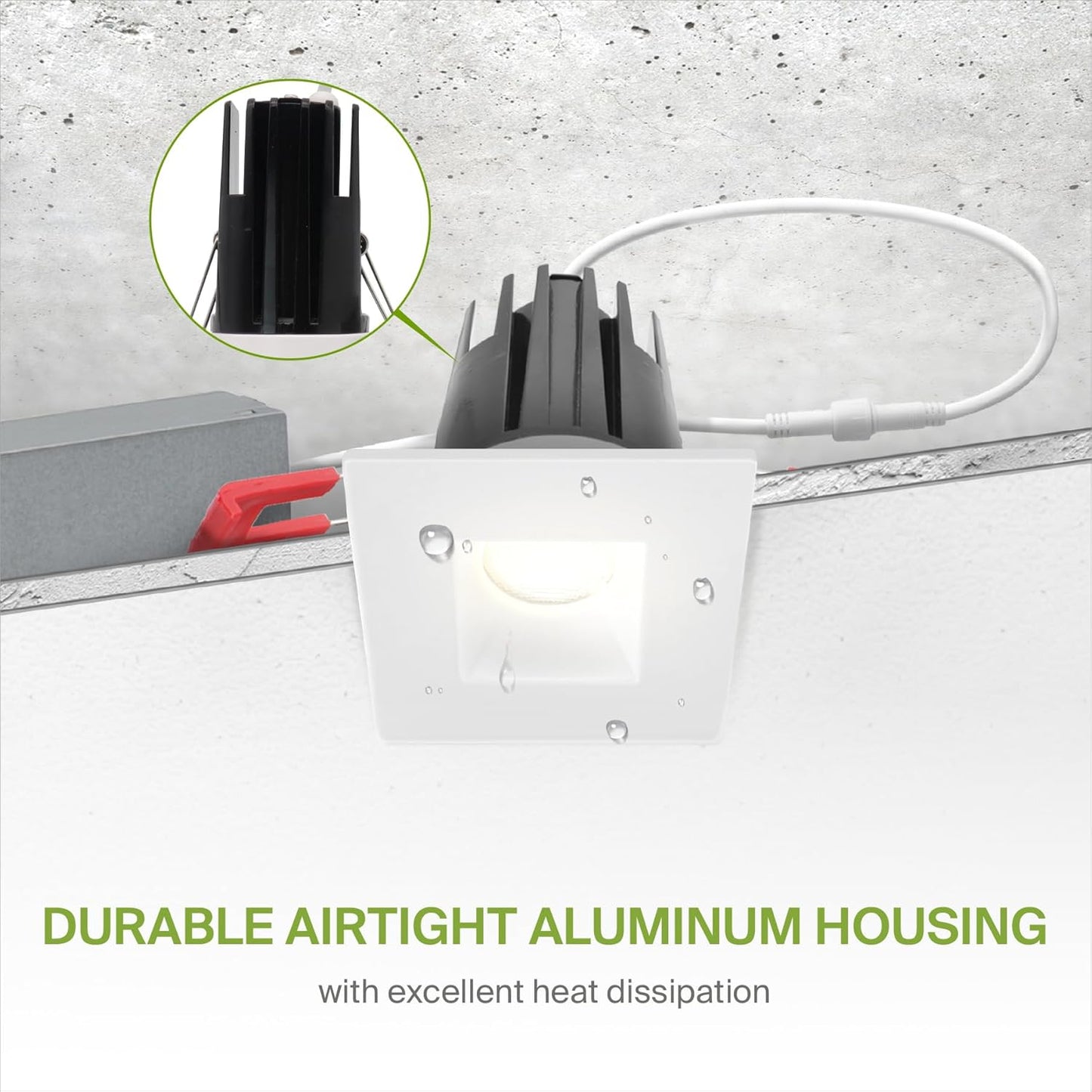 ASD Lighting LED Downlight Square 1inch 7W 120V Triac 2700/3000/3500/4000/5000K White ETL Energy Star