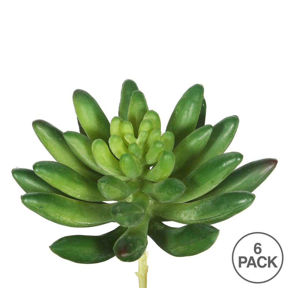 Vickerman 4" Artificial Green Succulent Stem Set of 6