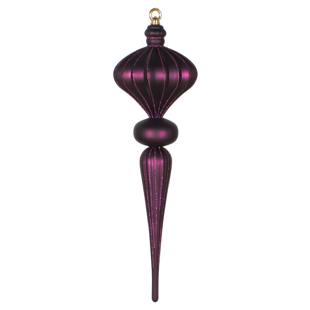 Vickerman 21" Plum Matte Finial Ornament with Glitter Accents