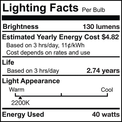 BULBRITE INCANDESCENT BT27 MEDIUM SCREW (E26) 40W DIMMABLE NOSTALGIC LIGHT BULB 2200K/AMBER 4PK (132521)