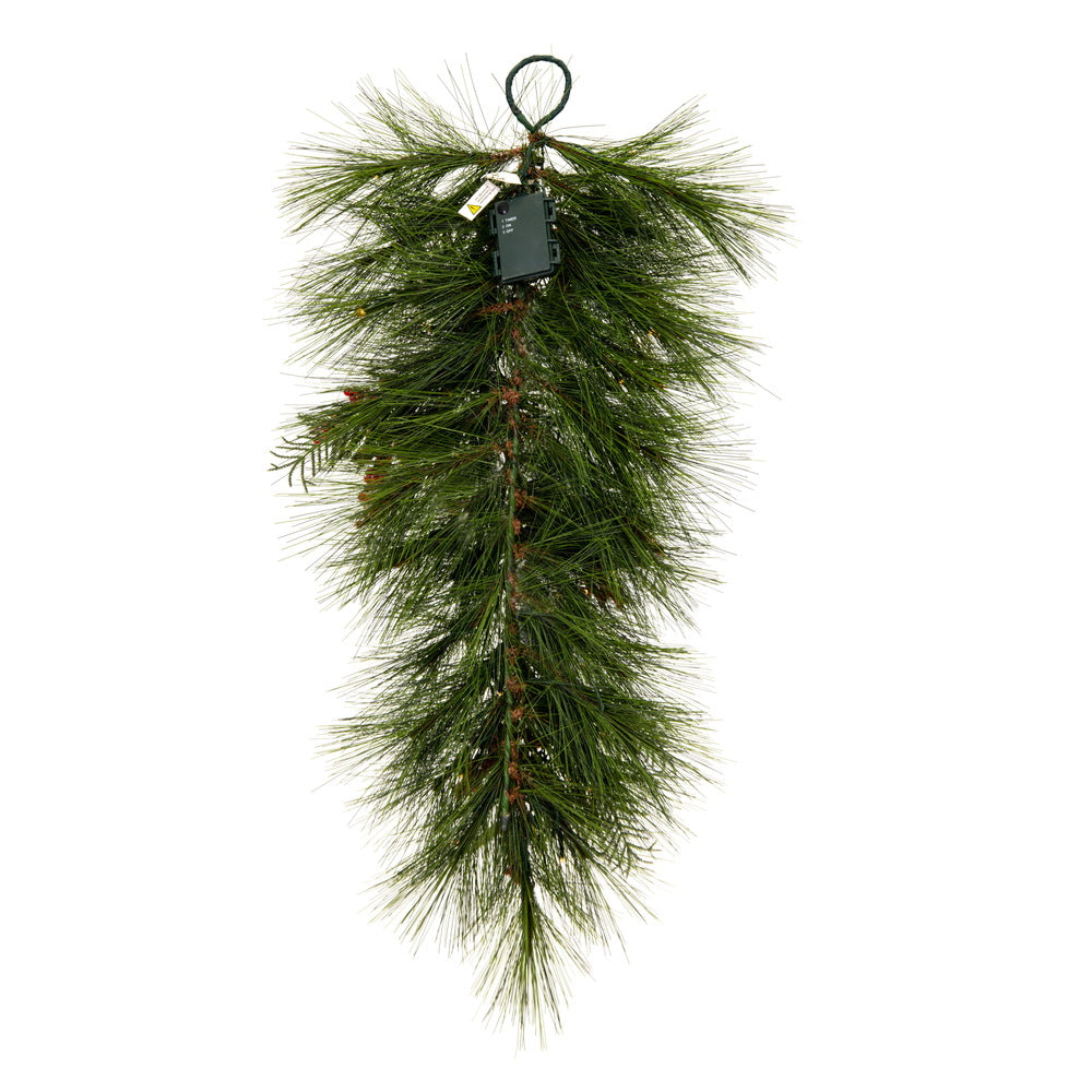 Vickerman 30" Frosted Artificial Christmas TearDrop with Red Berries Frosted Foliage and Battery Operated Lights