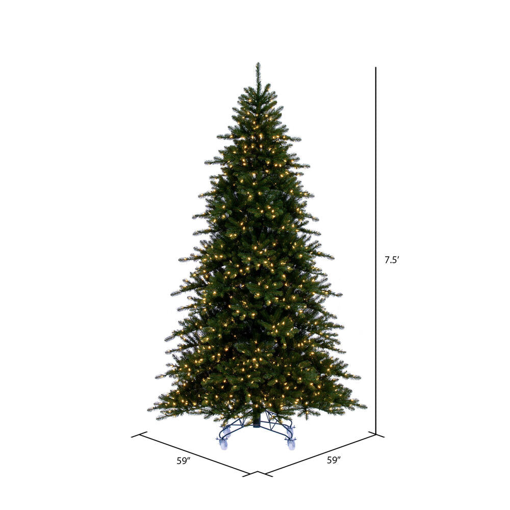 Vickerman 7.5' x 59" Bavarian Pine Artificial Pre-Lit Christmas Tree Warm White Lights.