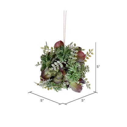 Vickerman 5" Artificial Mixed Green Red Succulent Ball.