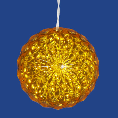 Vickerman 6" Crystal Ball Christmas Ornament with 30 Yellow LED Lights