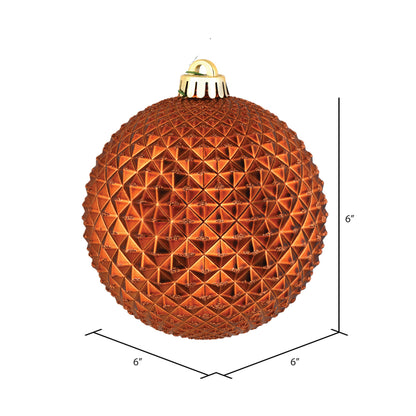 Vickerman 6" Copper Durian Glitter Ball Ornament 4 per Bag