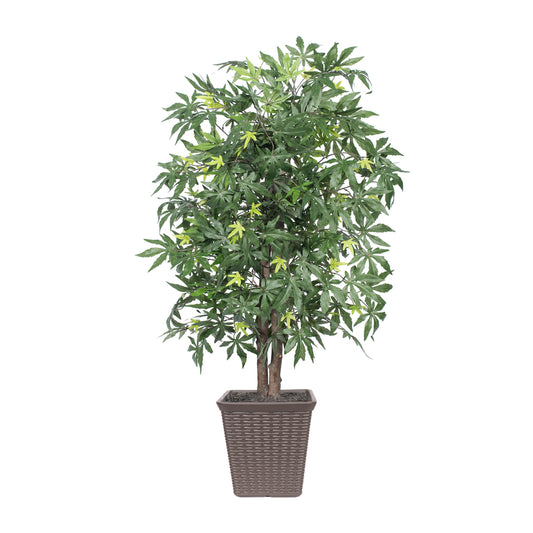 Vickerman 4' Artificial Japanese Maple Bush Brown Square Plastic Container