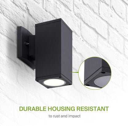 ASD Lighting LED Outdoor Wall Cylinder Square Up or Down 9W 120V 3000/4000/5000K with Photocell Black ETL