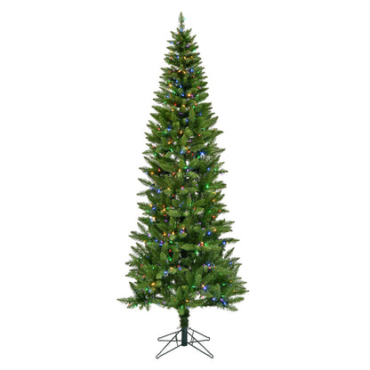 Vickerman 10' x 46" Creswell Pine Artificial Christmas Pencil Tree Multi-colored Dura-Lit® LED Mini Lights