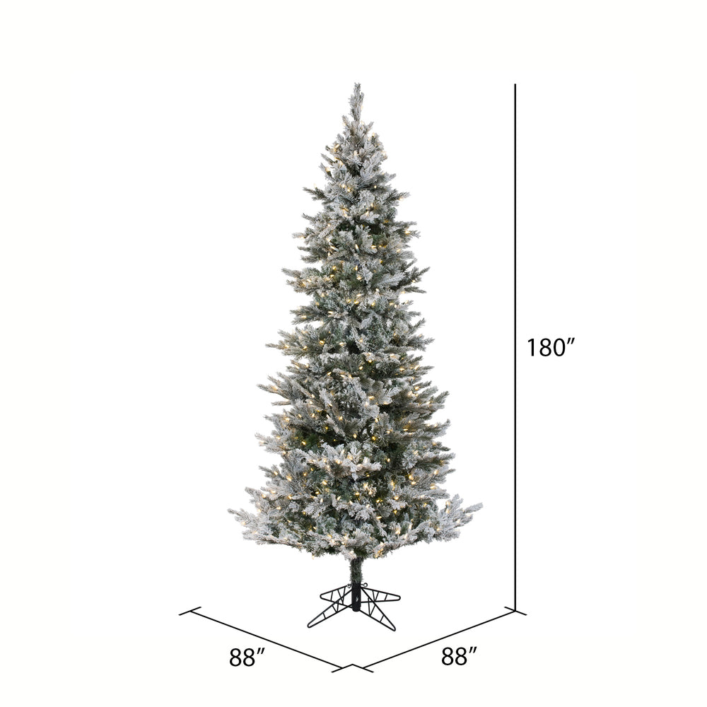Vickerman 15' x 88" Flocked Kiana Artificial Christmas Tree Dura-Lit® LED Warm White Mini Lights